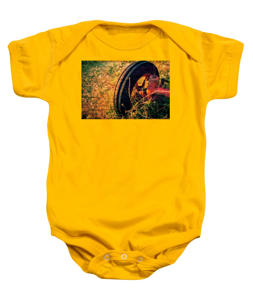 Tractor Baby Onesie featuring the photograph Distressed old Tractor by John Paul Cullen