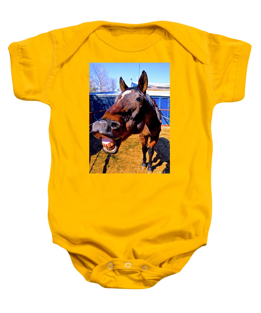 Horse Baby Onesie featuring the photograph Do You Have a Treat For Me? by Cindy Schneider