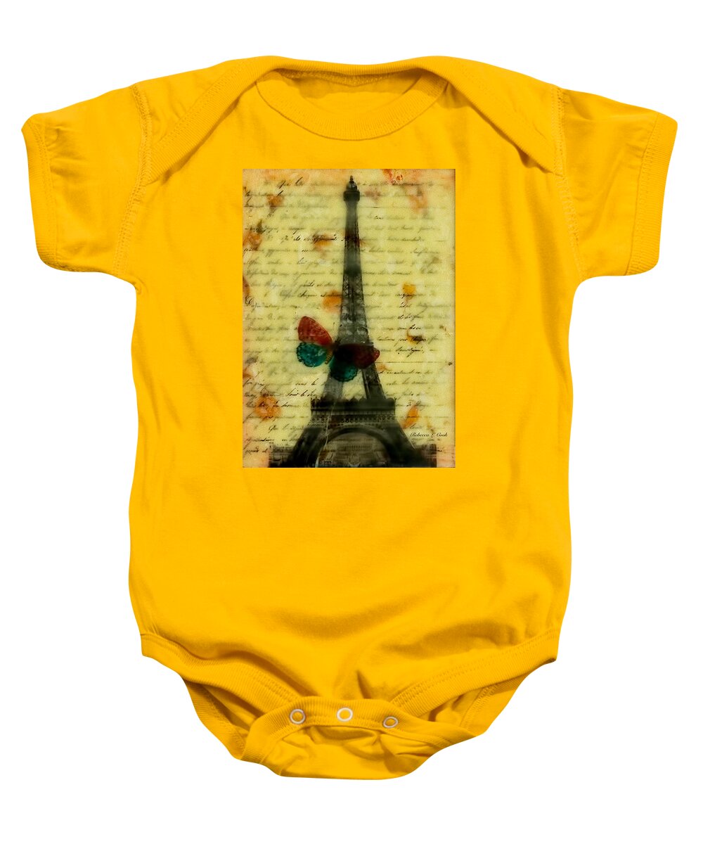 Eiffel Tower Memory Baby Onesie featuring the painting Eiffel Tower Memory Encaustic by Bellesouth Studio