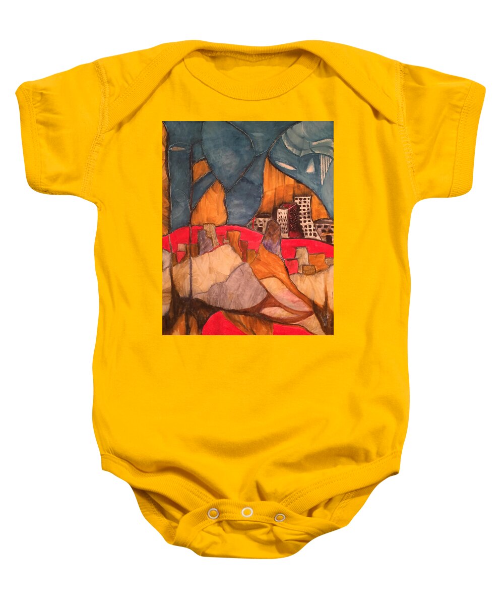  Baby Onesie featuring the painting Elephant Sky by Dennis Ellman