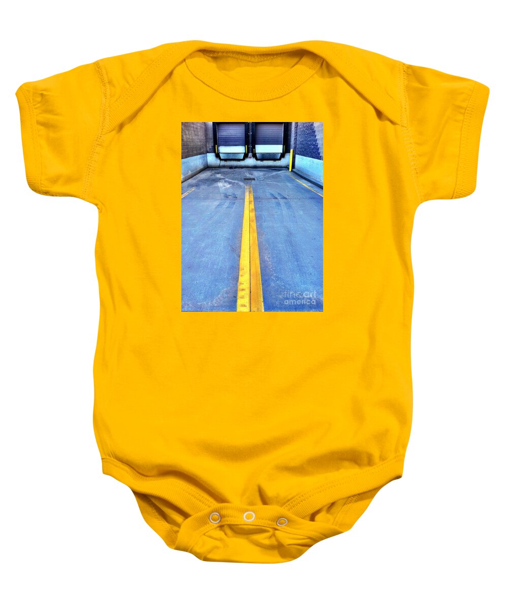 Freight Baby Onesie featuring the photograph Empty Warehouse Loading Dock by Bryan Mullennix