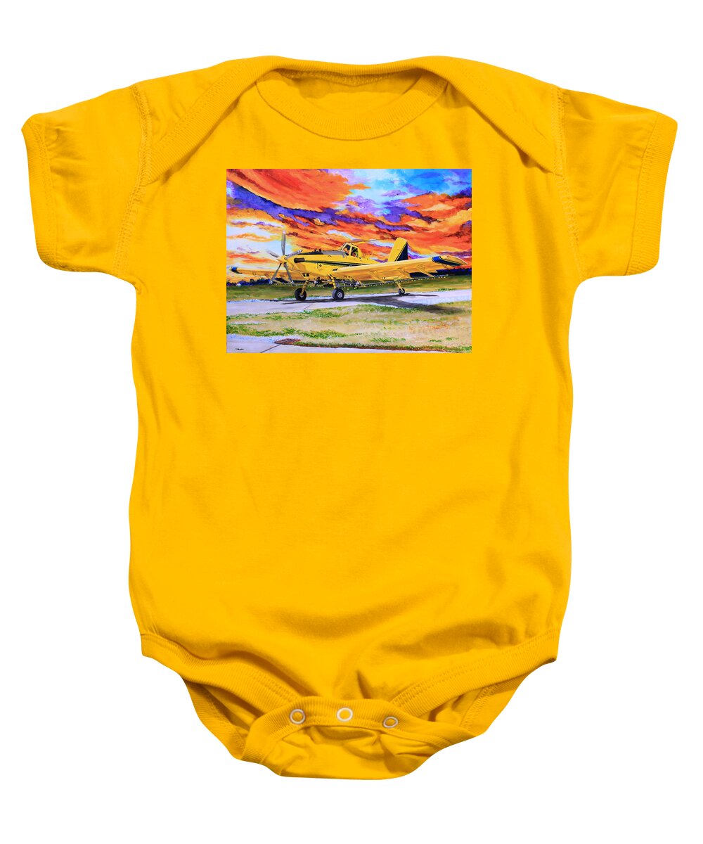 Landscape Baby Onesie featuring the painting End of the Day by Karl Wagner