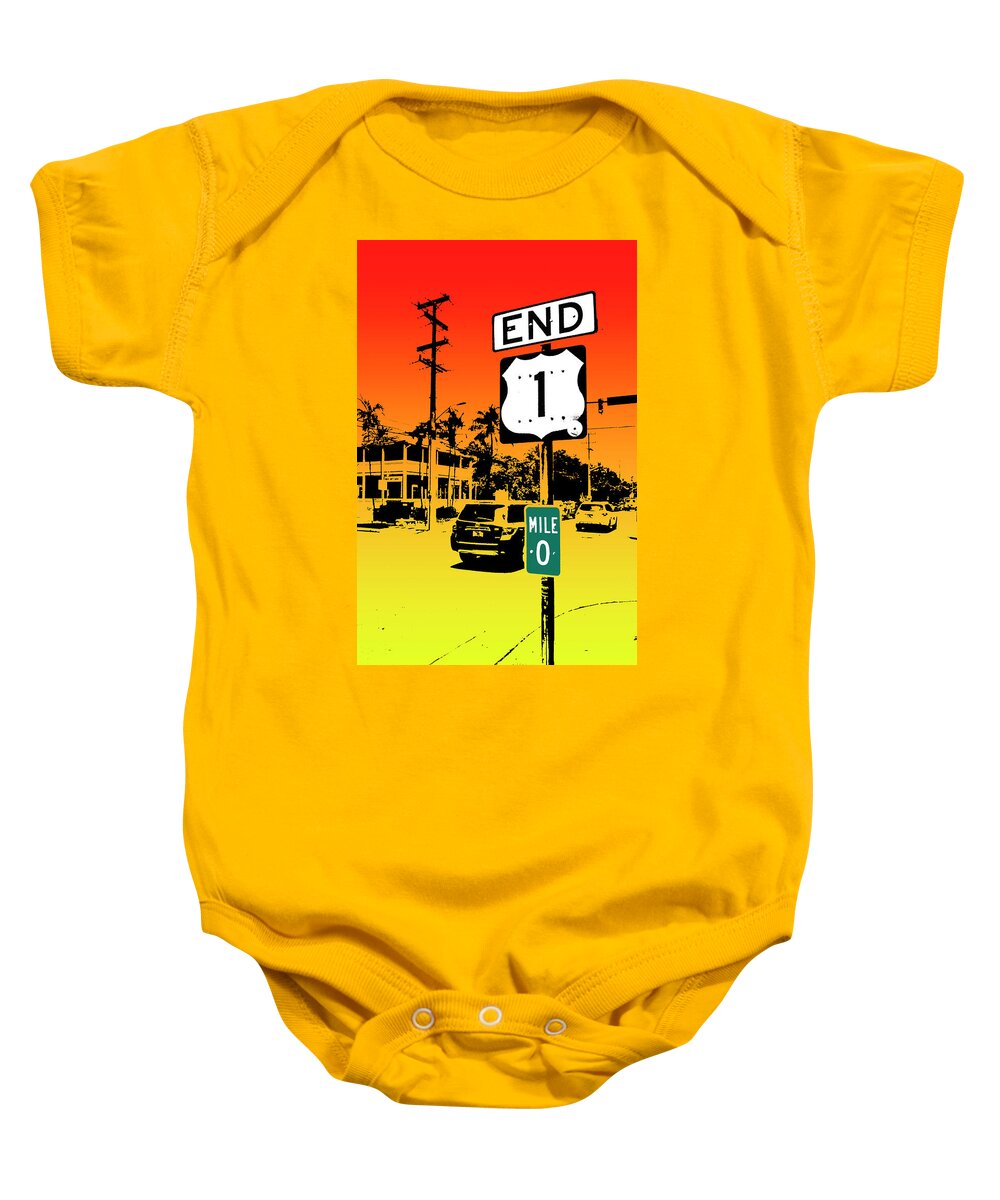 Us 1 Baby Onesie featuring the digital art End Of The Road by Timothy Lowry