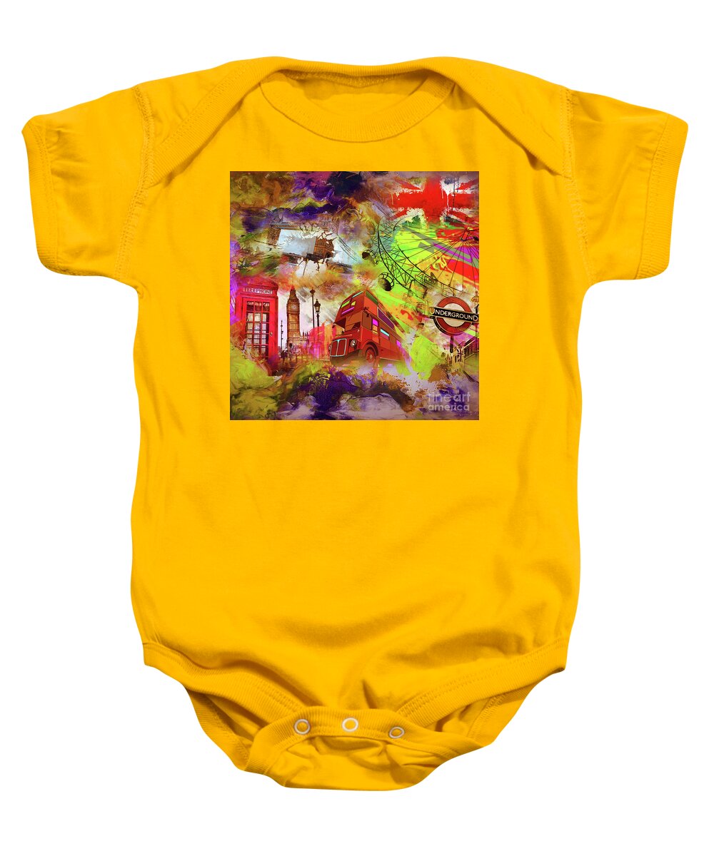 London Baby Onesie featuring the painting England art by Gull G
