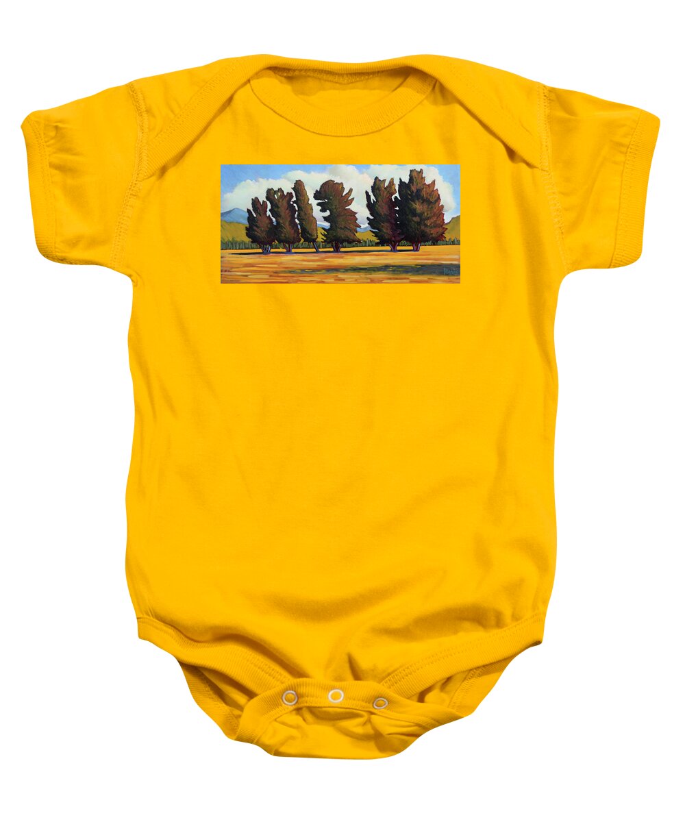 Fairfield Idaho Baby Onesie featuring the painting Fairfield Tree Row by Kevin Hughes