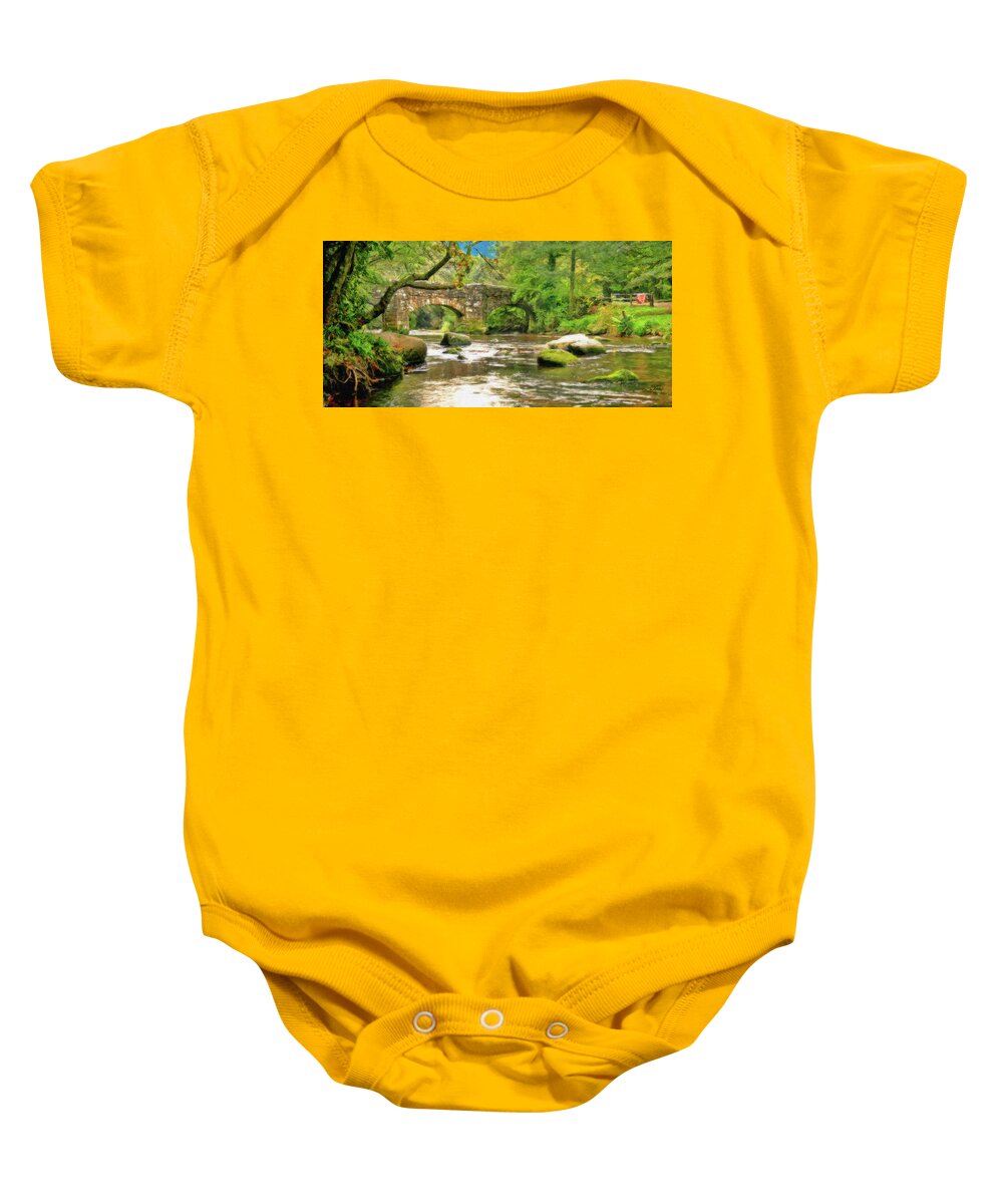 Landscape Baby Onesie featuring the painting Fingle Bridge - DWP416013 by Dean Wittle