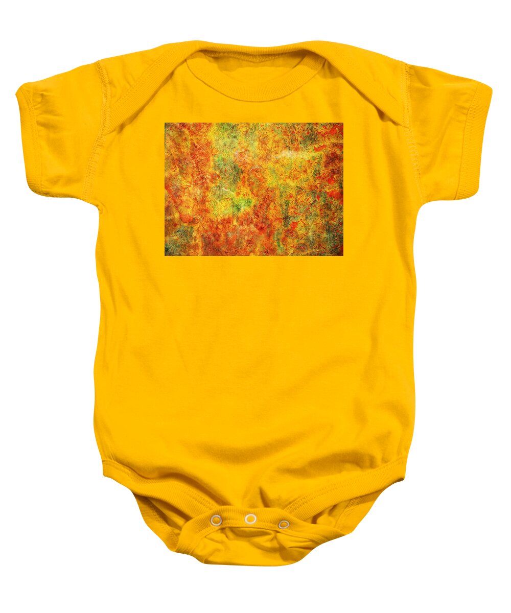 Flat Earth Baby Onesie featuring the painting Flat Earth by Ally White