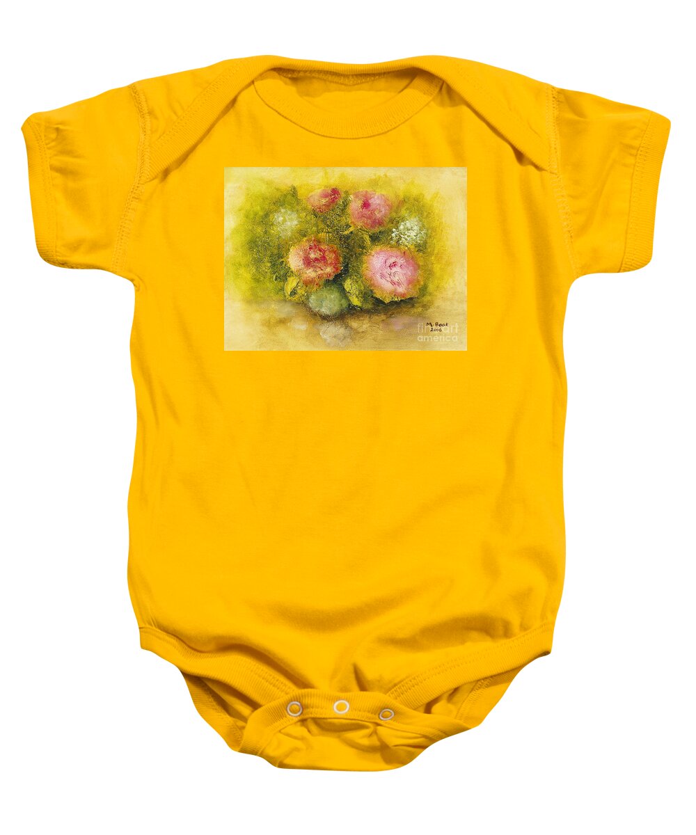Still Life Baby Onesie featuring the painting Flowers Pink by Marlene Book