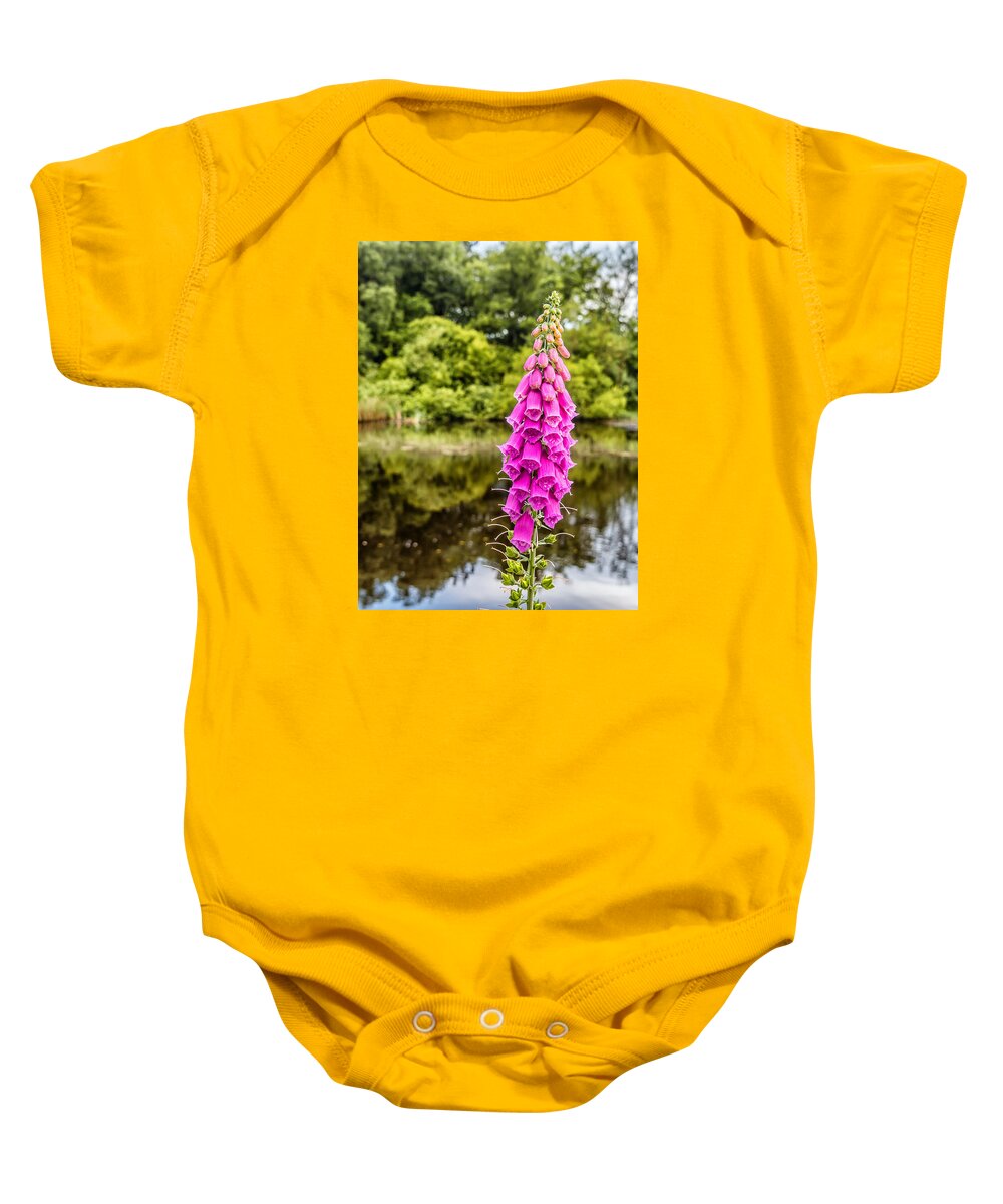 Charnwood Baby Onesie featuring the photograph Foxglove in Flower by Nick Bywater