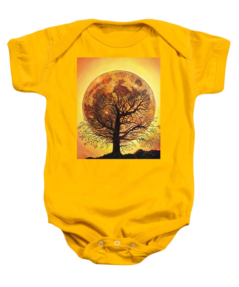 Moon Baby Onesie featuring the painting Full Moonrise. by Douglas Castleman