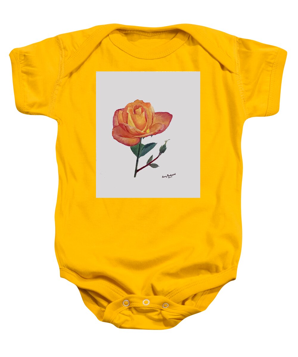 Flowers Baby Onesie featuring the painting Gold Medal Rose by Terry Frederick