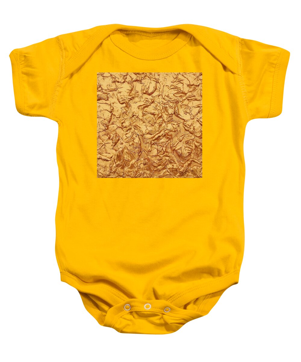 Acrylic Paint Baby Onesie featuring the painting Gold Waves by Alan Casadei