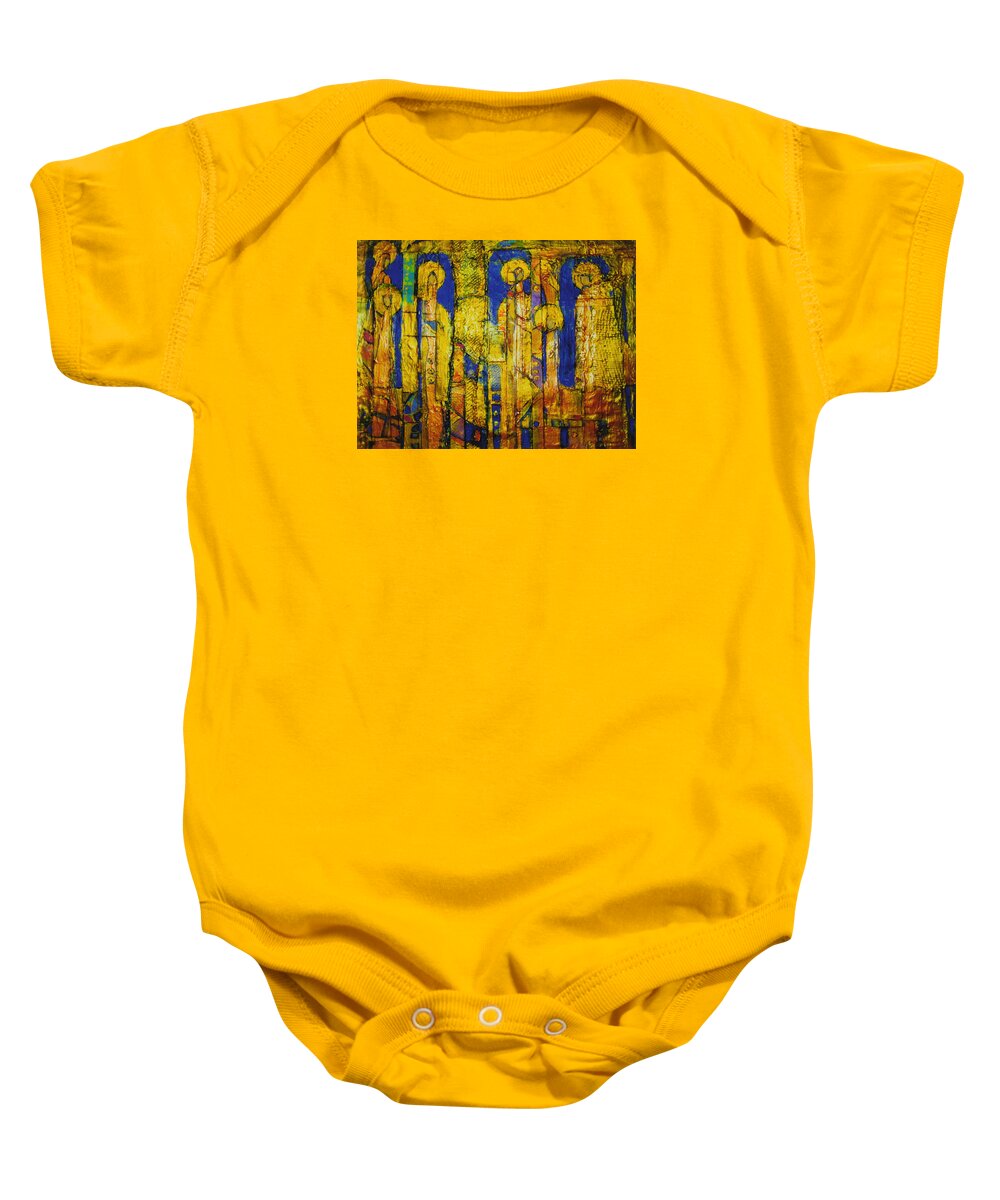 Angels Baby Onesie featuring the painting Golden Angels by Elise Ritter