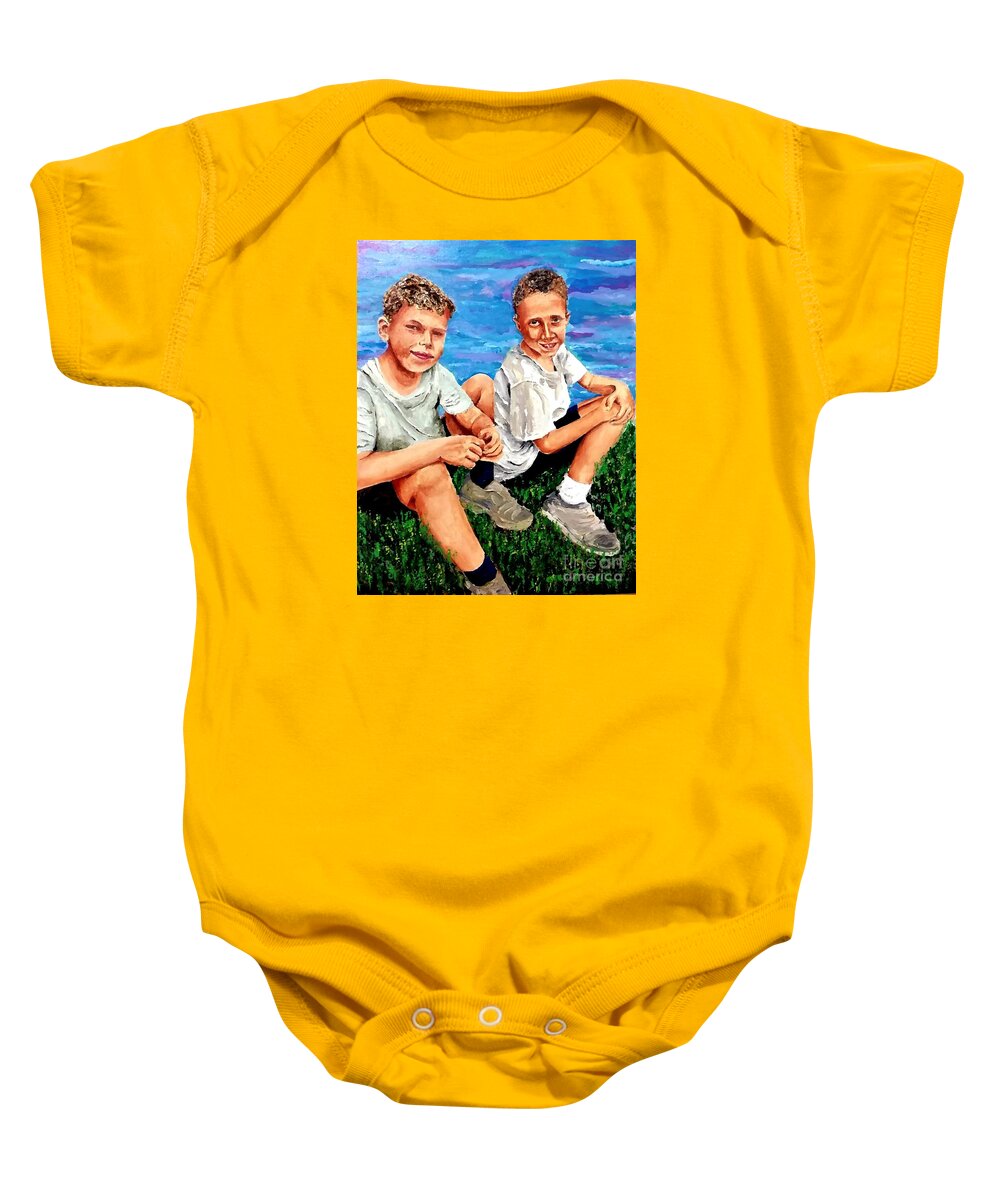 Good Friends Baby Onesie featuring the painting Good Friends s by Eli Gross