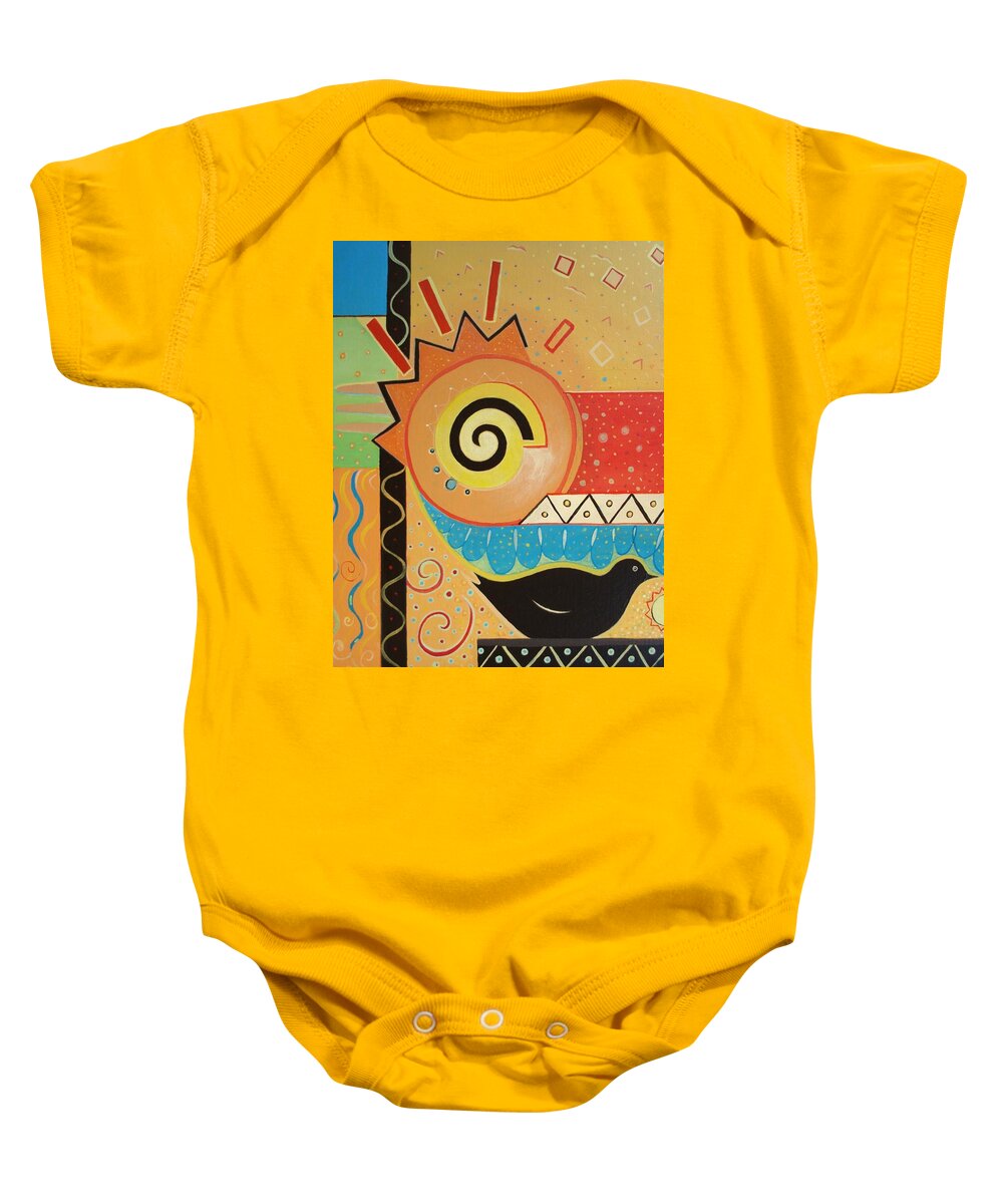 Rise And Shine Baby Onesie featuring the painting Good Morning by Helena Tiainen