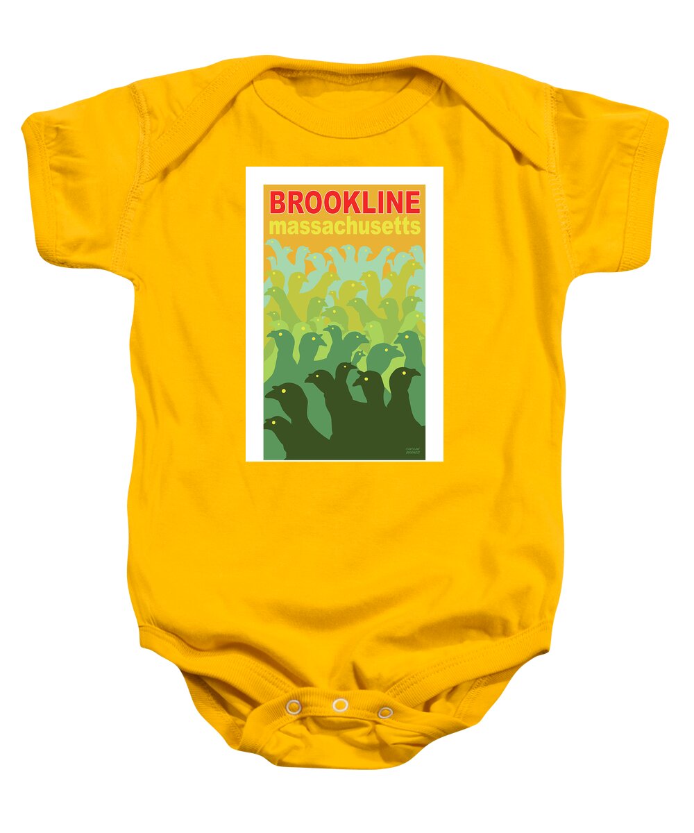 Brookline Turkeys Baby Onesie featuring the digital art Green Fields of Brookline by Caroline Barnes