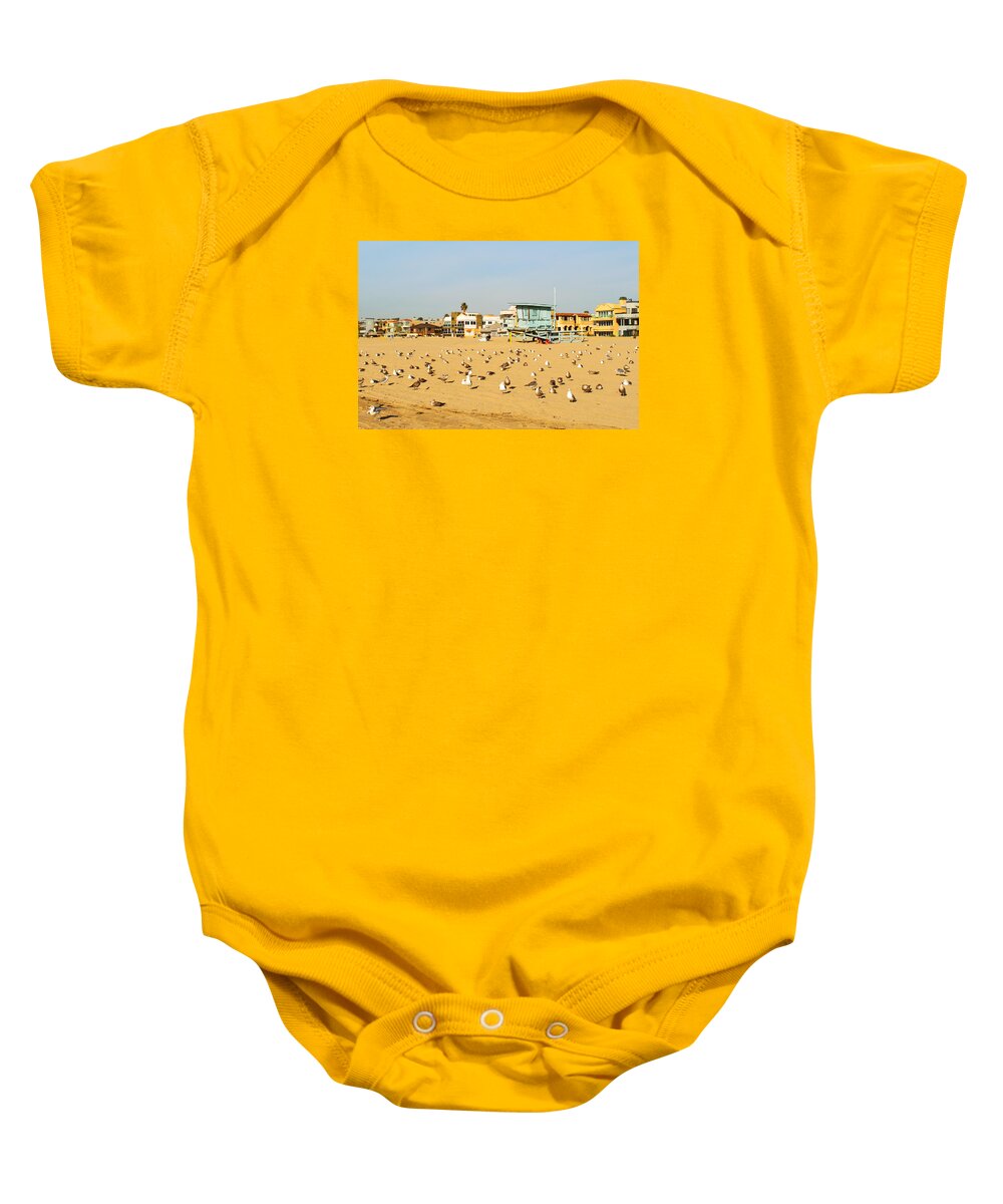 Gulls Baby Onesie featuring the photograph Gulls on Sand by Michael Hope