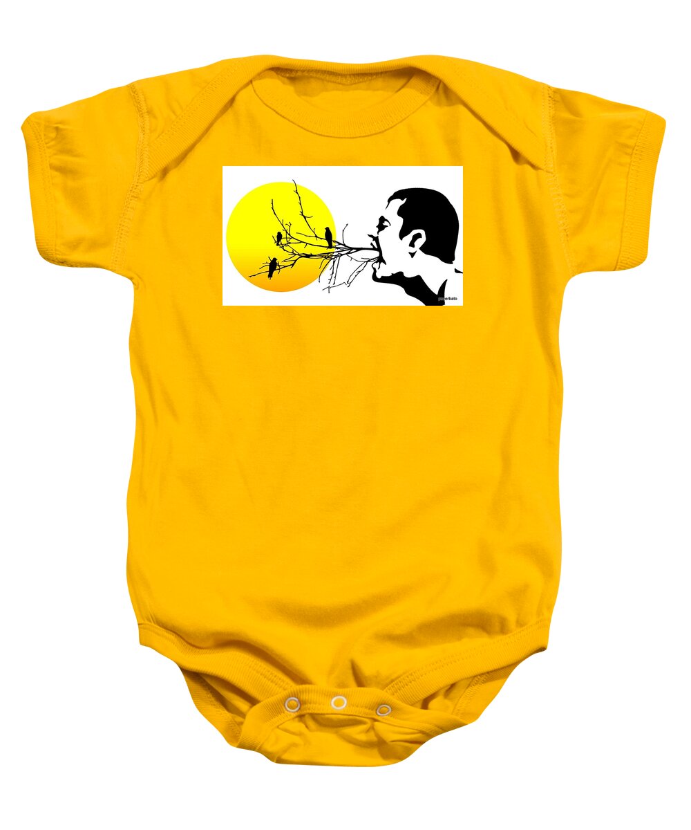 Achieve Happiness Baby Onesie featuring the digital art Happiness Must Be Born Within Us 2 by Paulo Zerbato