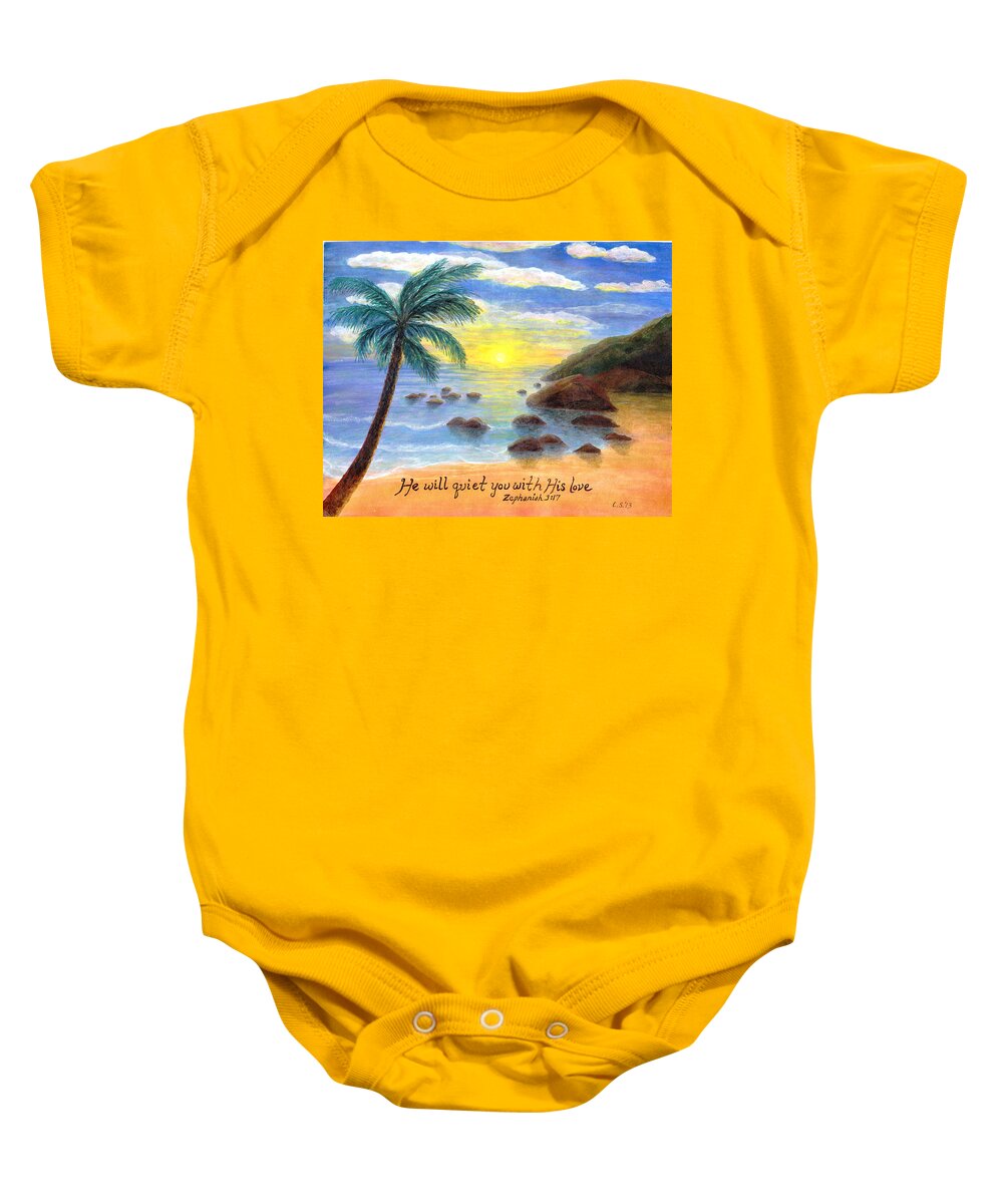 Hanauma Bay Baby Onesie featuring the painting Hawaiian Sunset by Catherine Saldana