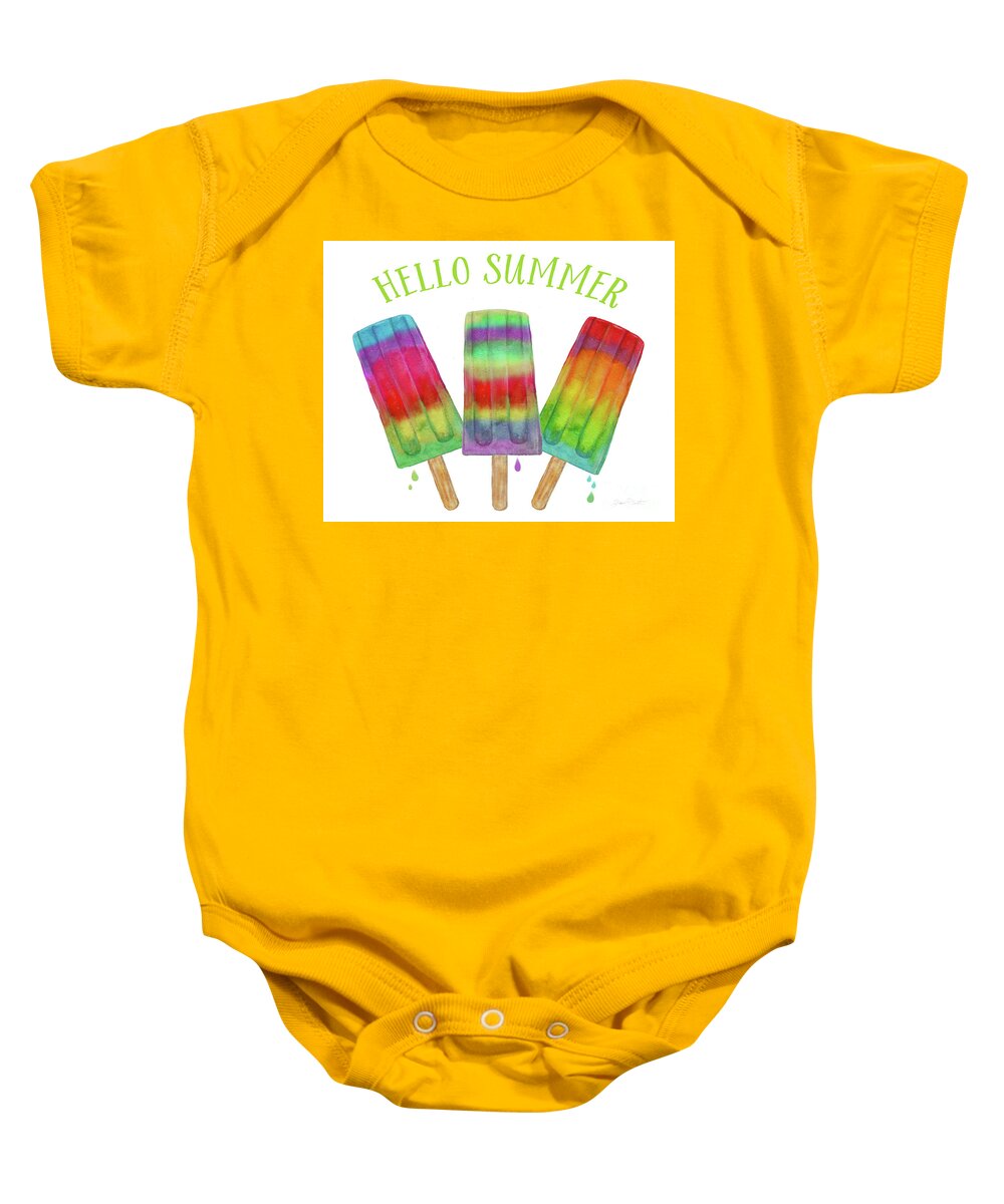 Popsicle Baby Onesie featuring the painting Hello Summer by Jean Plout