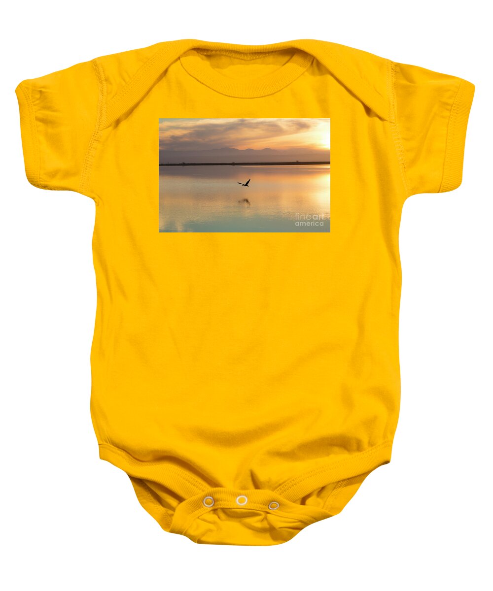 Heron Baby Onesie featuring the photograph Heron at sunset by Sheila Smart Fine Art Photography