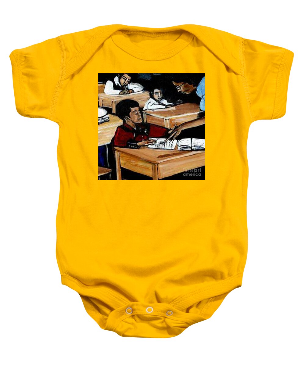 Old School Music Video Baby Onesie featuring the painting Higher Standards by Tyrone Hart