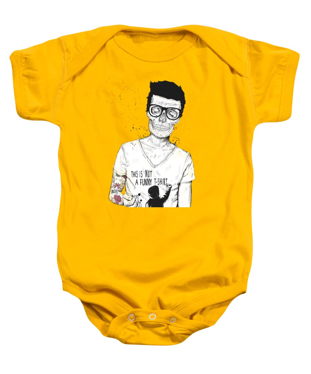 Skull Baby Onesie featuring the drawing Hipsters Not Dead by Balazs Solti