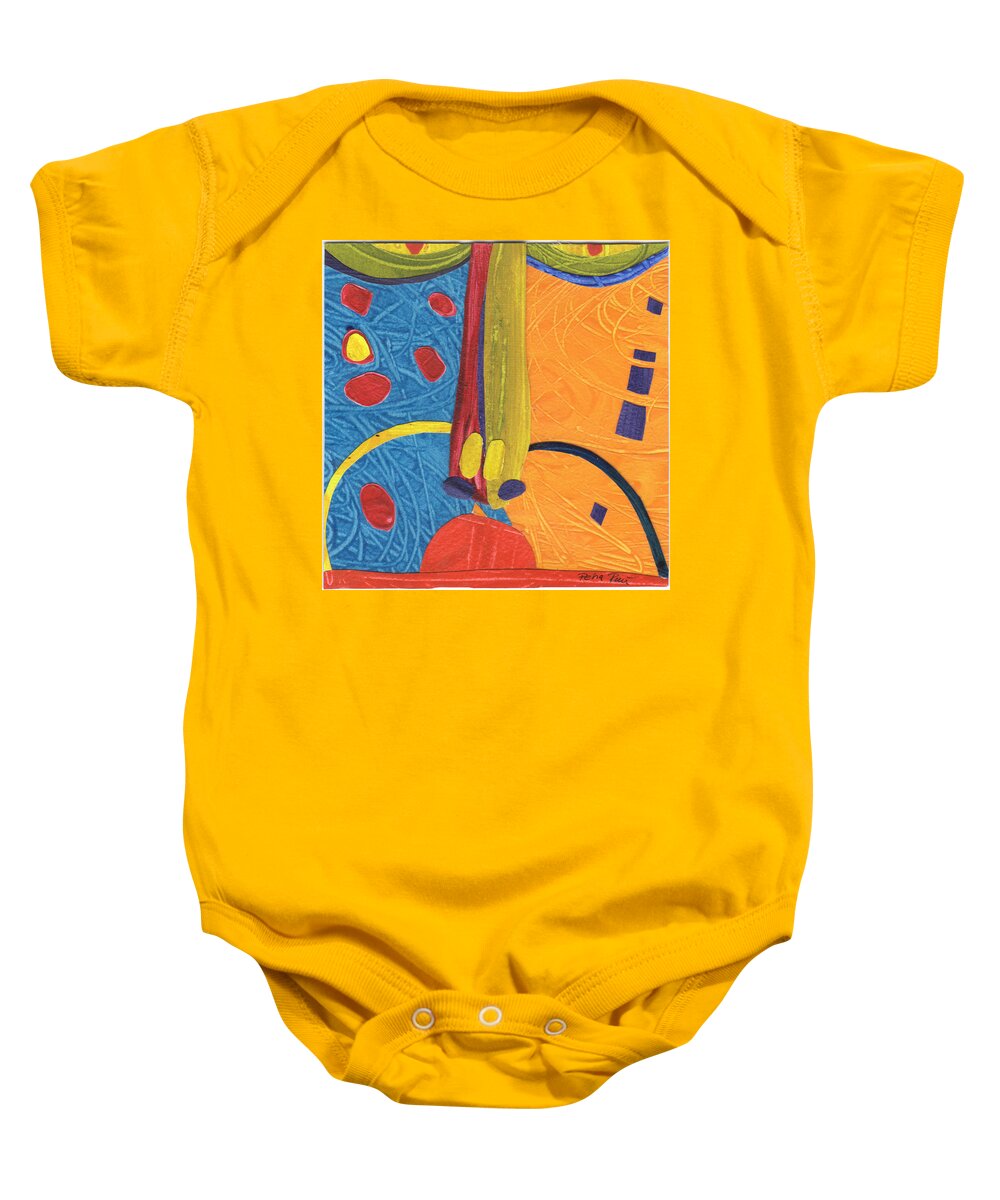 Mixed Media Baby Onesie featuring the painting Hu Face 3 by Petra Rau
