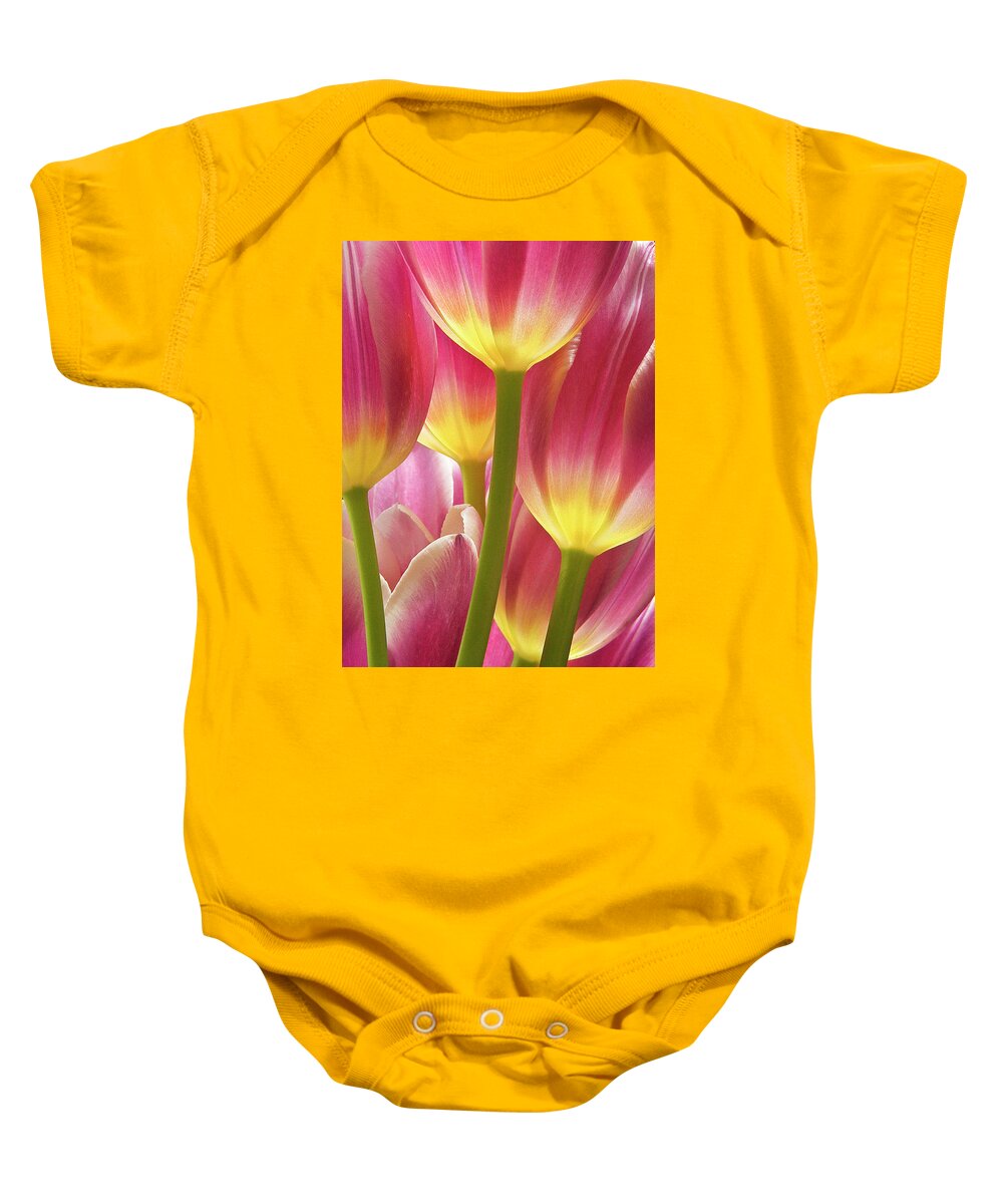 Floral Baby Onesie featuring the photograph Illumined Tulips by Lauralee McKay