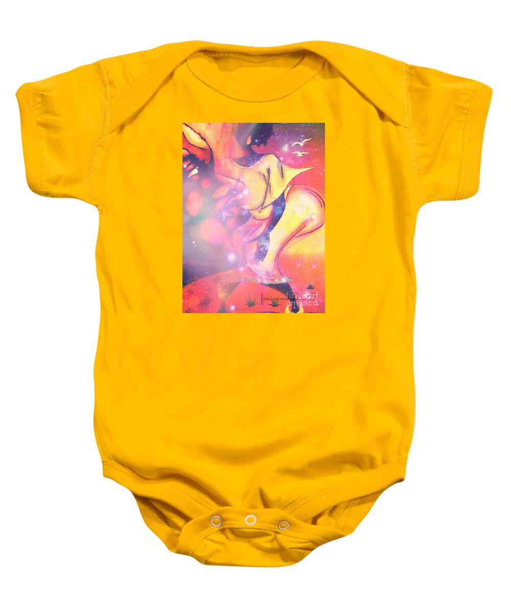 Illusion Of A Man Baby Onesie featuring the mixed media Illusion Of A Man by Fania Simon
