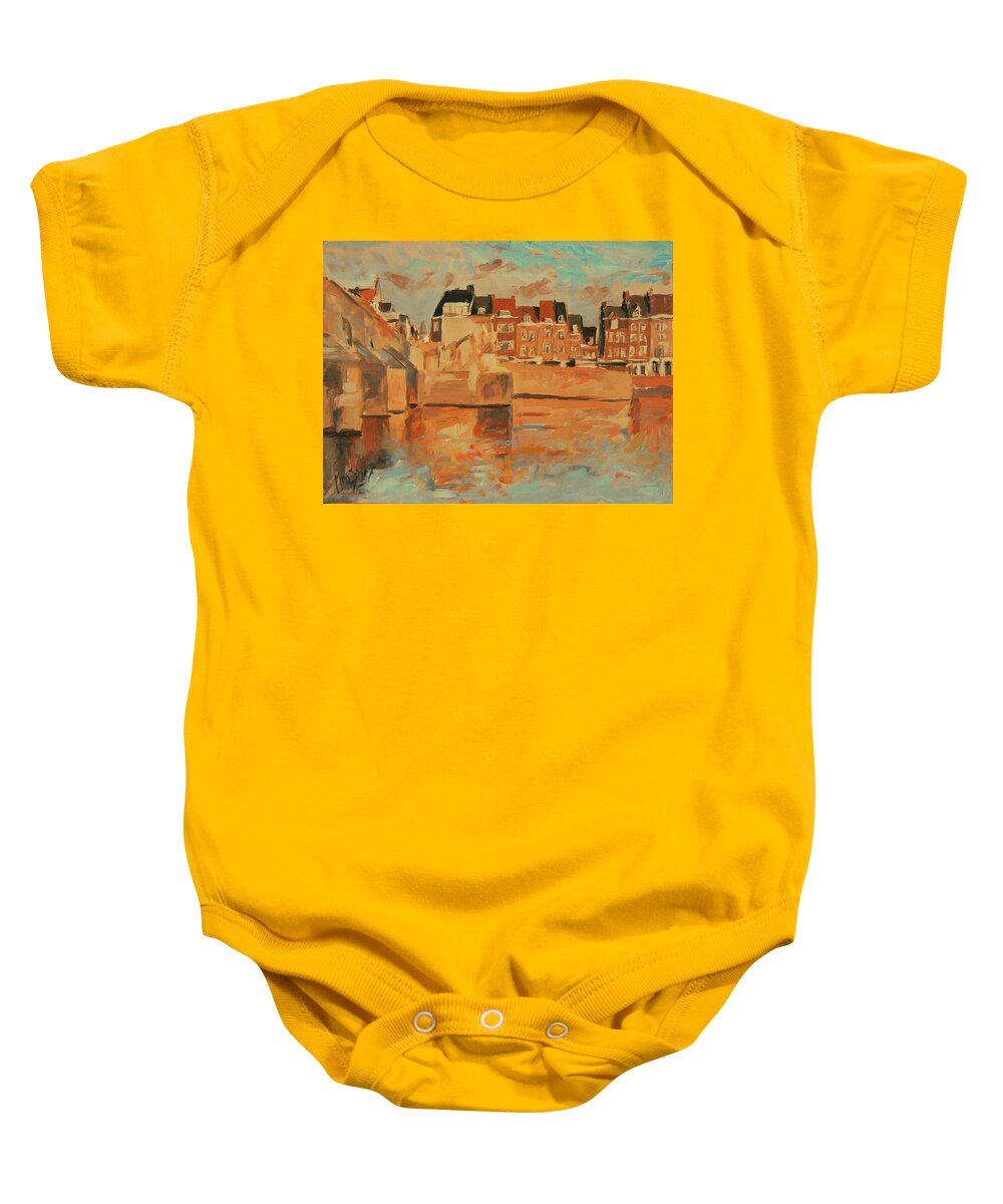 Maastricht Baby Onesie featuring the painting Indian Summer light Maastricht by Nop Briex