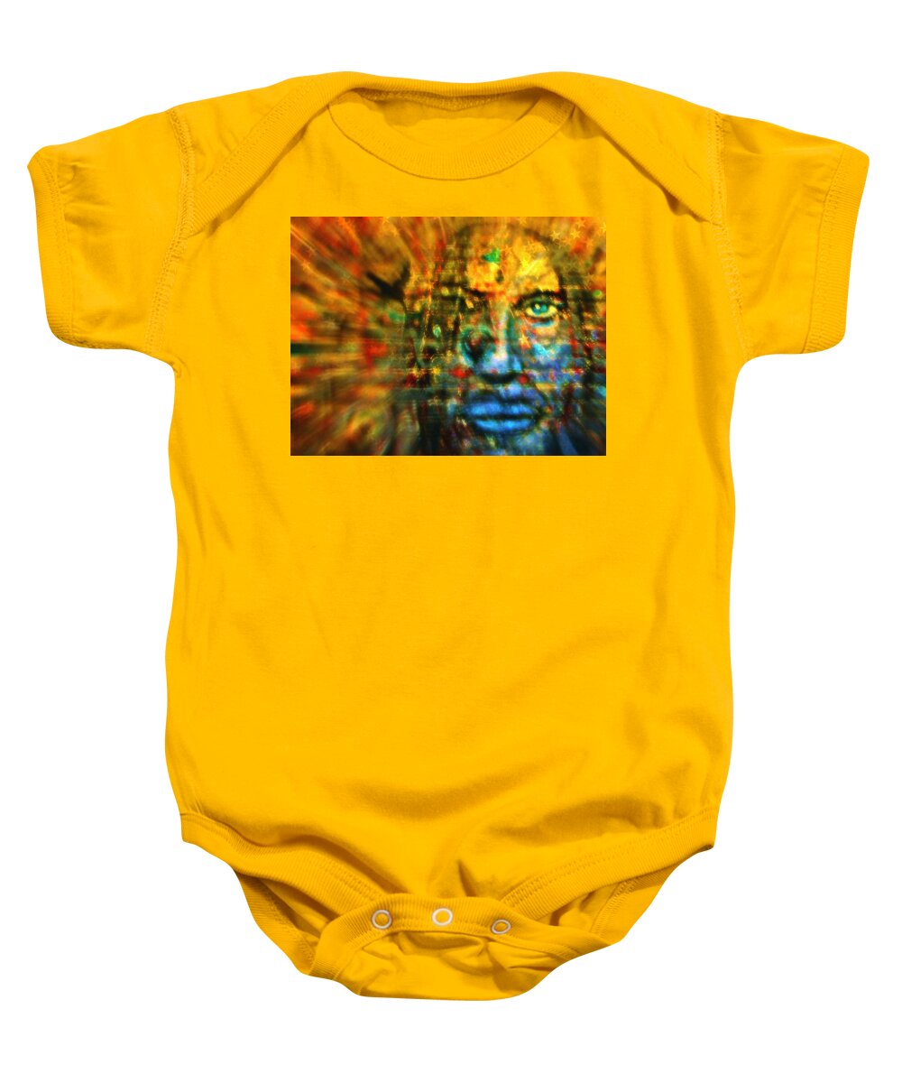 Jesus Baby Onesie featuring the photograph Jesus Under the Rainbow by William Rockwell