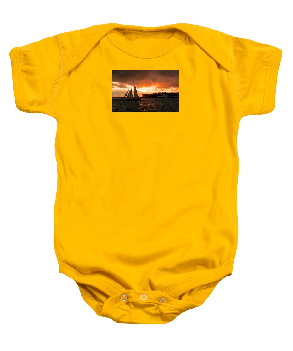 Jigsaw Puzzle Baby Onesie featuring the photograph Key West Sunset by Carole Gordon