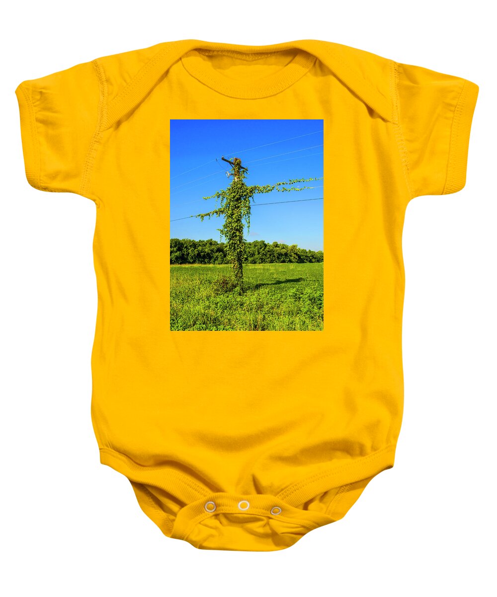 The Great River Road Baby Onesie featuring the photograph Kudzu and the Moon by Deborah Smolinske