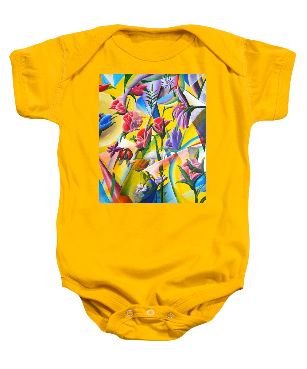 Bug Baby Onesie featuring the painting Ladybug in Trouble by Medea Ioseliani