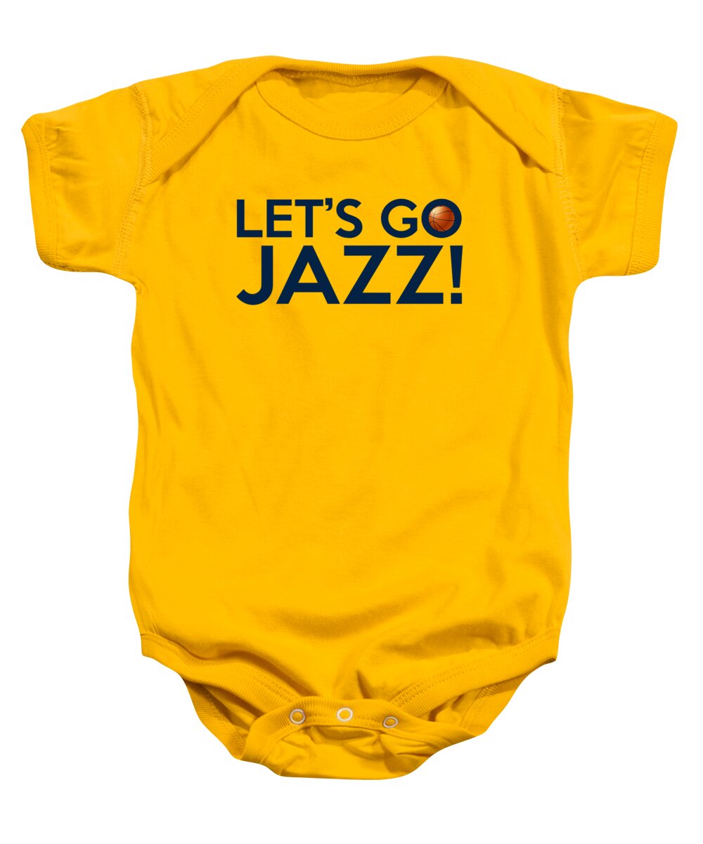 Utah Jazz Baby Onesie featuring the painting Let's Go Jazz by Florian Rodarte
