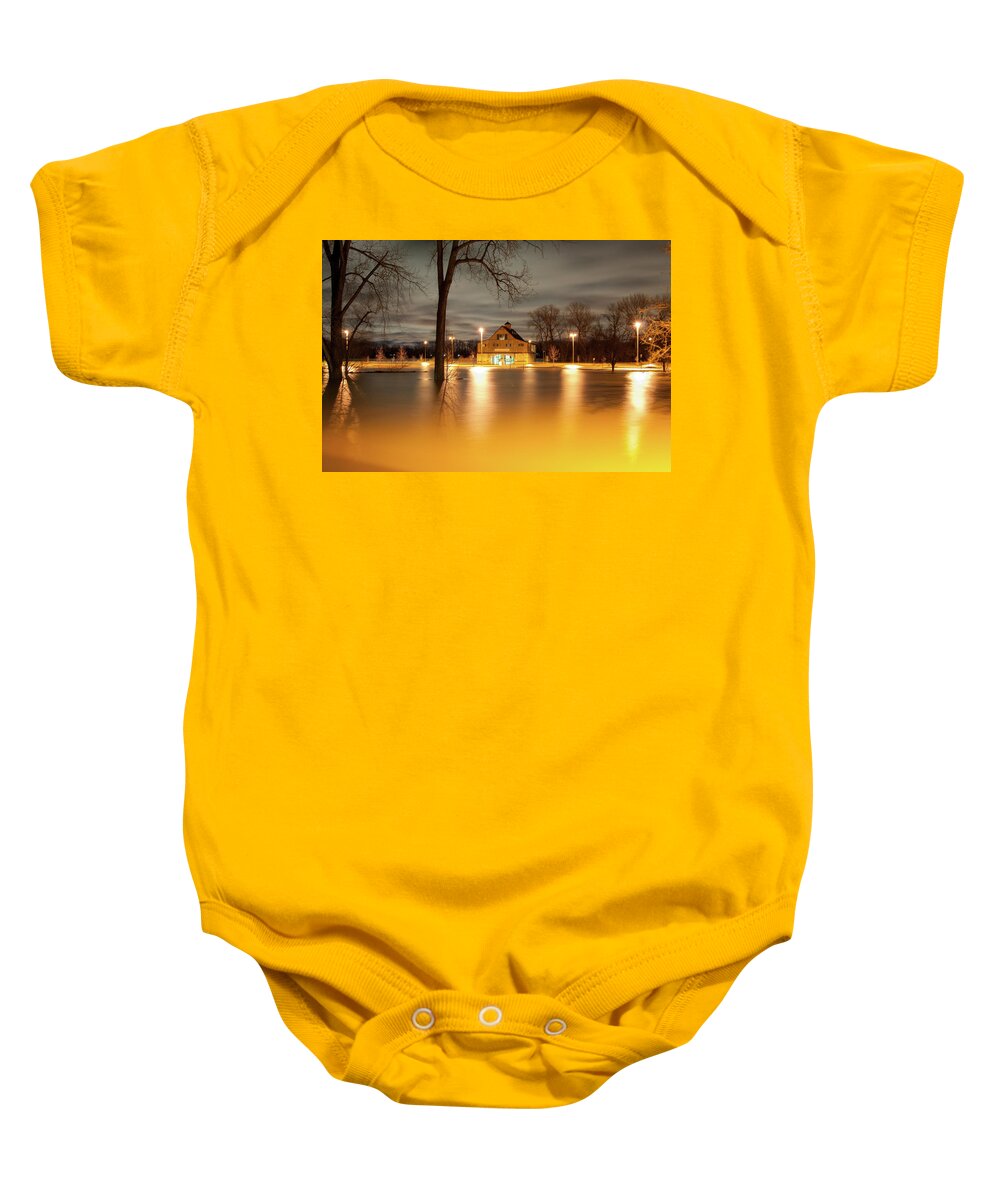 Main Street Baby Onesie featuring the photograph Lewis and Clark Boathouse by Steve Stuller