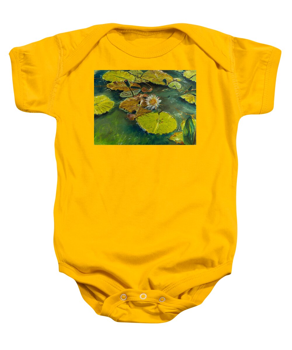 Lillies Baby Onesie featuring the painting Lilypad by Kathy Knopp