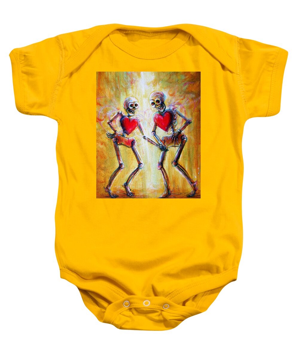 Lovers Baby Onesie featuring the painting Love 2 Love by Heather Calderon