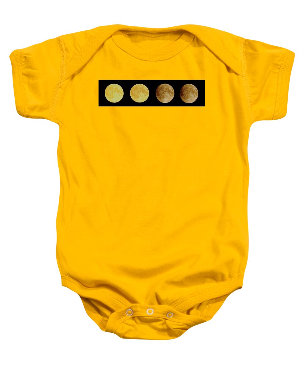 Moon Baby Onesie featuring the photograph Lunar eclipse progression by Peter Ponzio