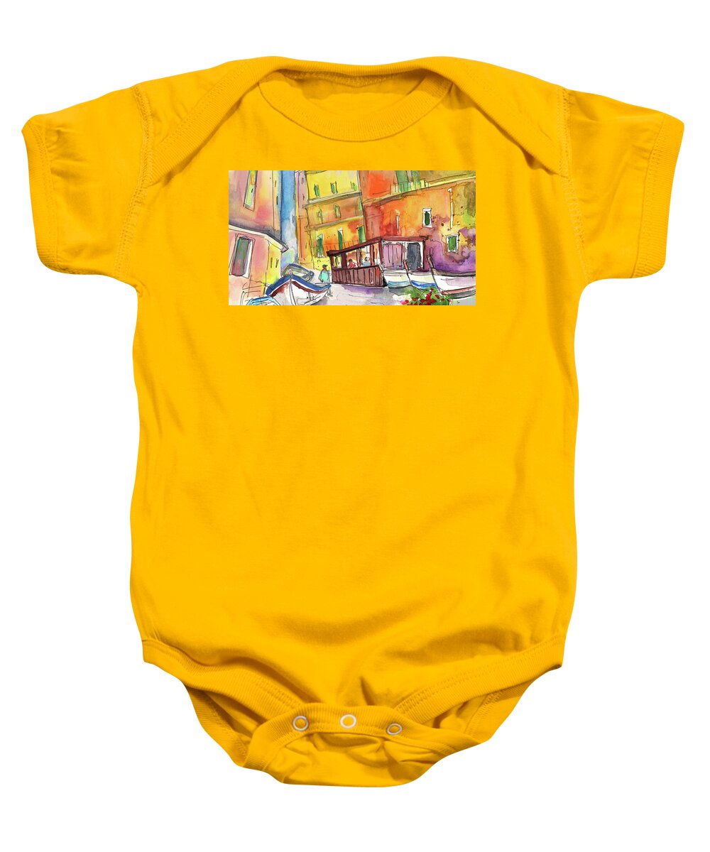 Italy Baby Onesie featuring the painting Manorola in Italy 04 by Miki De Goodaboom