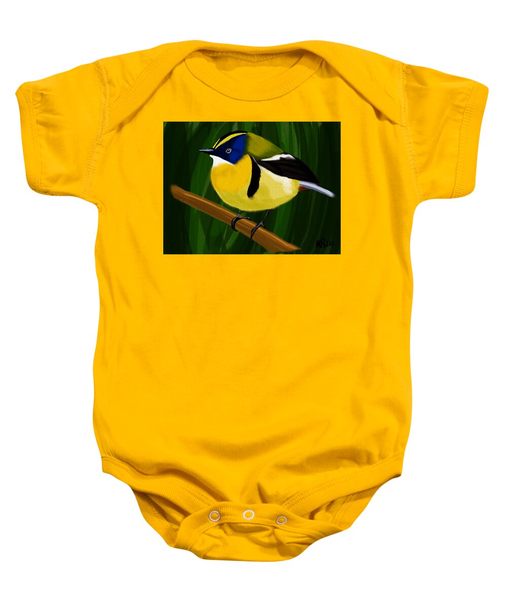 Birds Baby Onesie featuring the digital art Many Colored Rush Tyrant by Michael Kallstrom