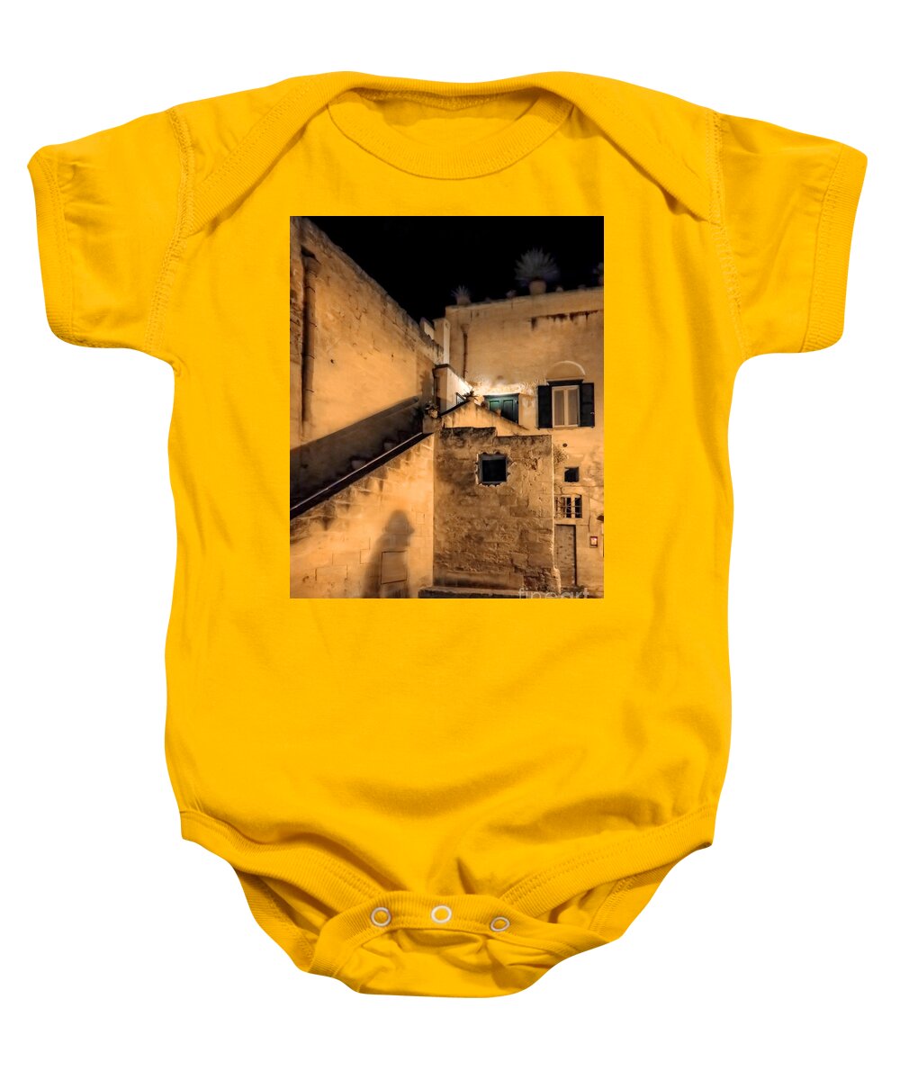 Matera Baby Onesie featuring the photograph Matera After Dark by Jennie Breeze