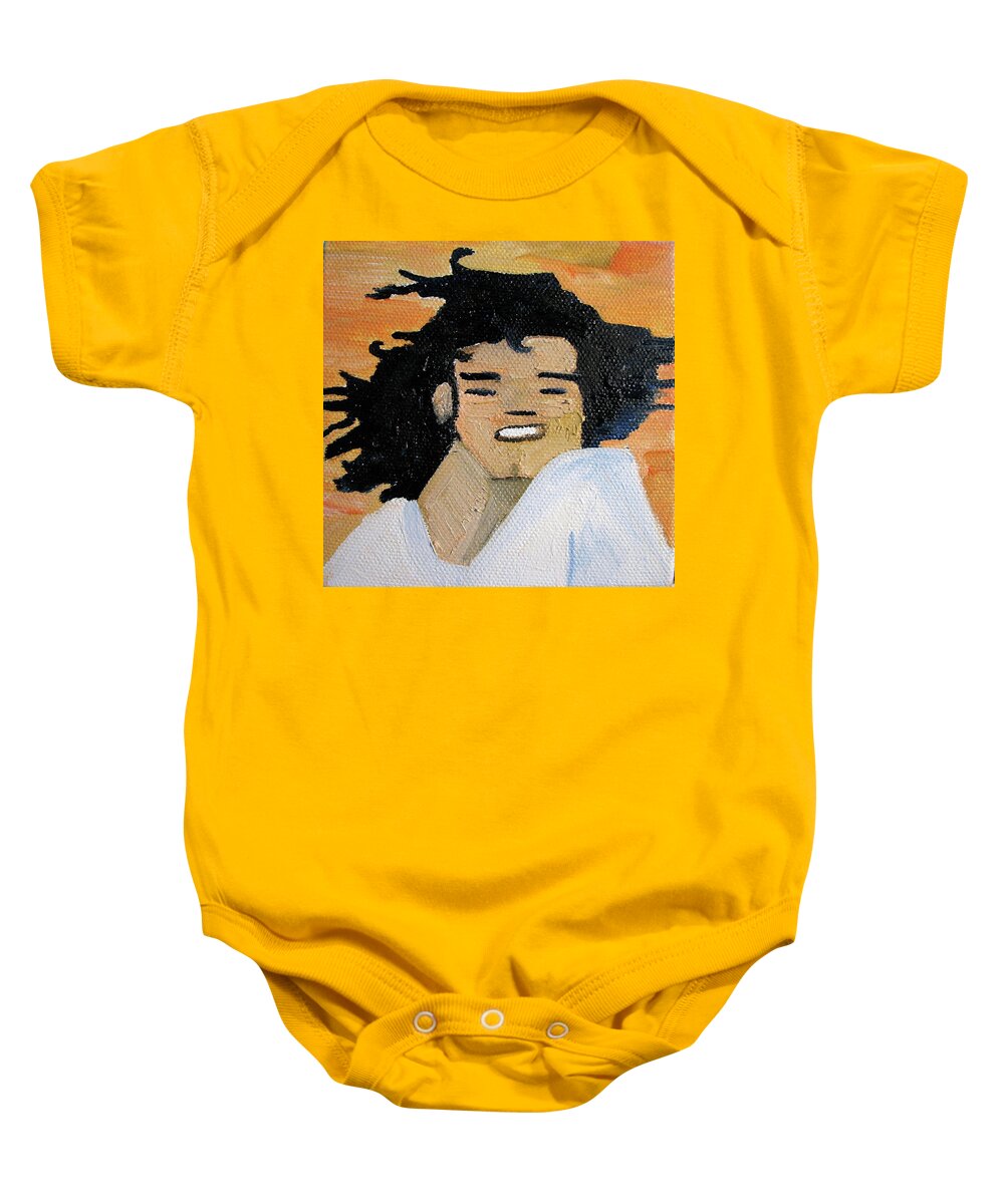 Michael Jackson Baby Onesie featuring the painting Mj one of five number one by Patricia Arroyo