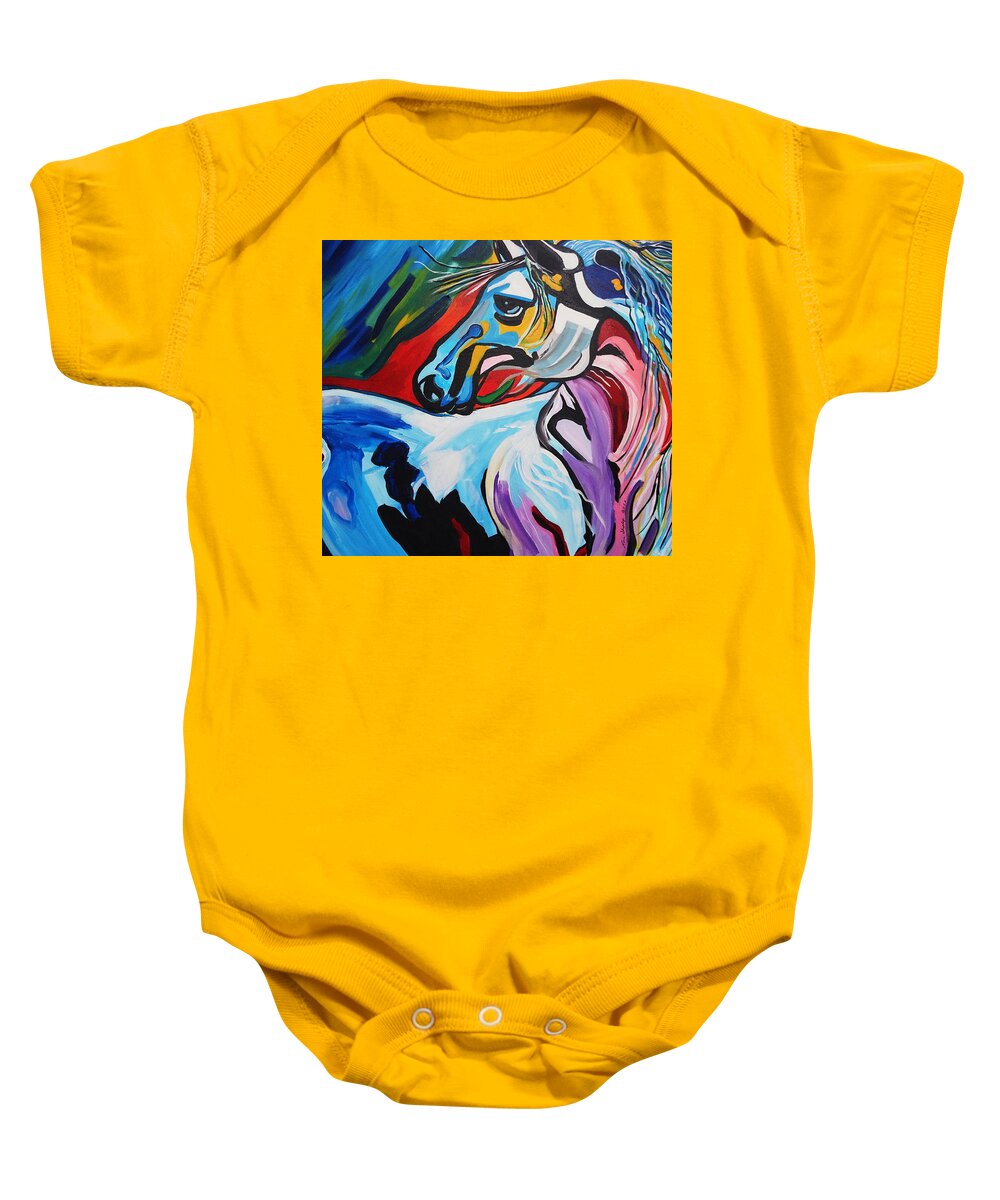 Horse Baby Onesie featuring the painting Mr Gorgeous by Nora Shepley