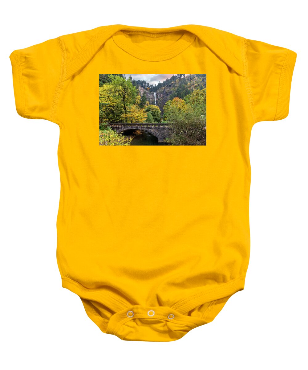 Multnomah Falls Baby Onesie featuring the photograph Multnomah Falls along Old Columbia Highway by David Gn