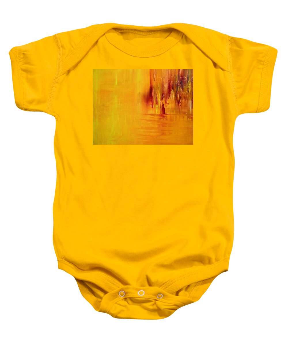 Acrylic Abstract Baby Onesie featuring the painting Orange by Claire Bull