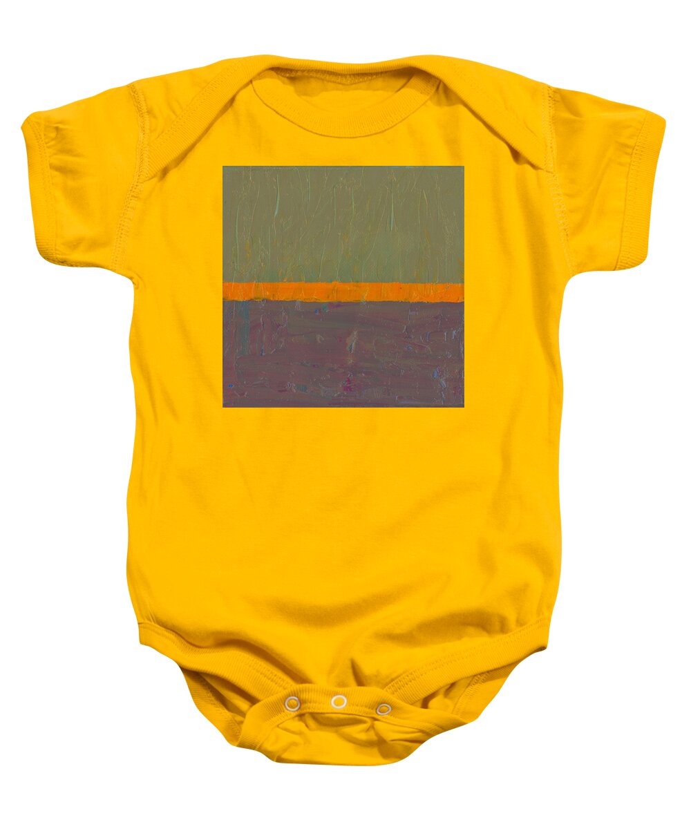 Collage Baby Onesie featuring the painting Orange Stripe with Grey by Michelle Calkins