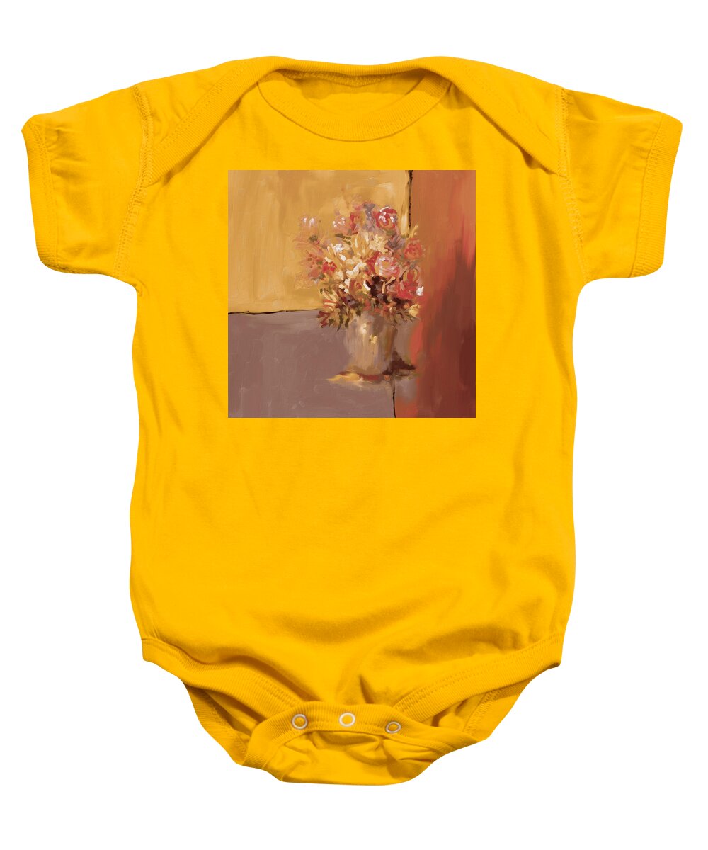 Nature Baby Onesie featuring the painting Painting 394 2 Flower Vase by Mawra Tahreem