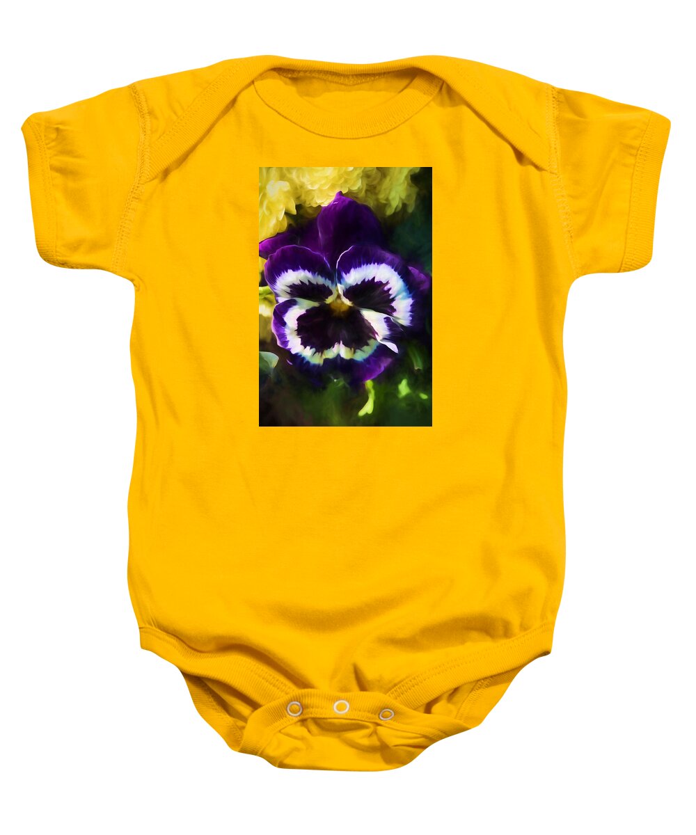 Pansy Baby Onesie featuring the digital art Pansy flower by Lilia D